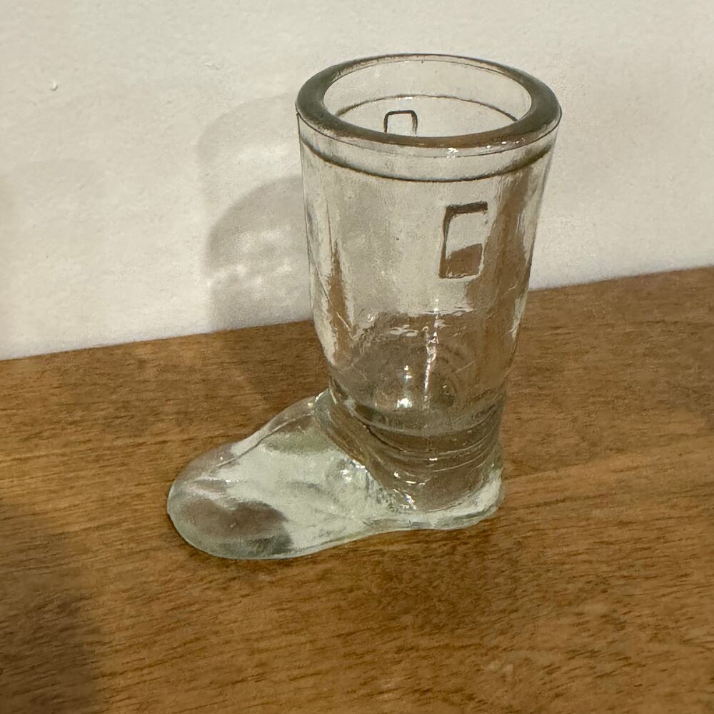 Vintage Glass Boot Shot Glass Toothpick Holder Clear - BUB